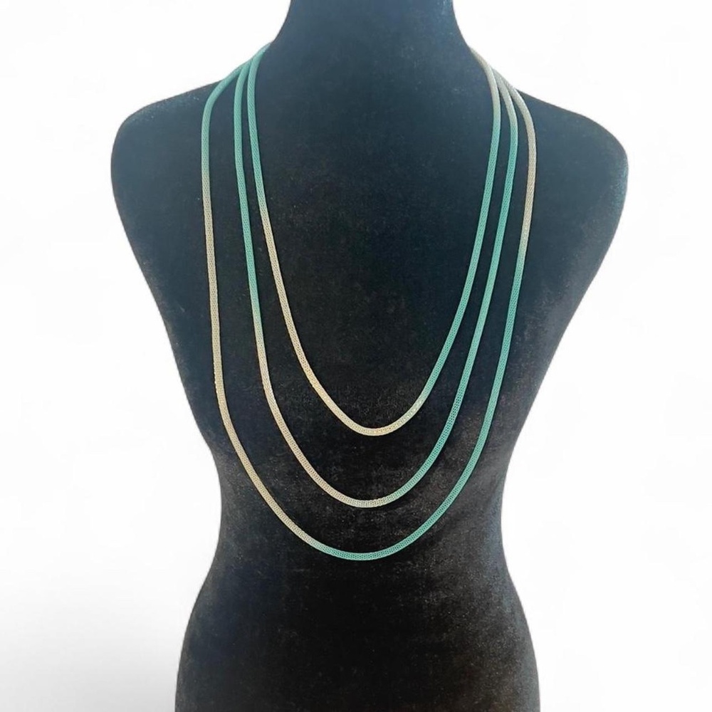 Titanium Necklace Set in Blended Mint Green and Silver